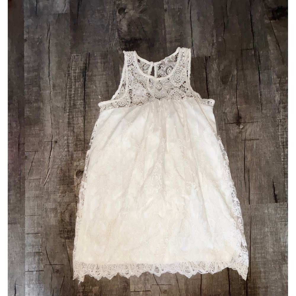 Altar'd State Cream Lace Mini Dress Sleeveless Crochet Boho Bridal Small